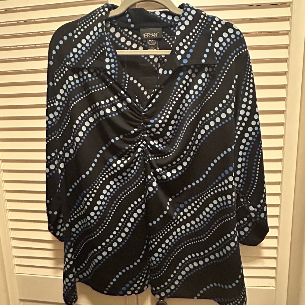 Lane Bryant Black and Blue Dotted Blouse